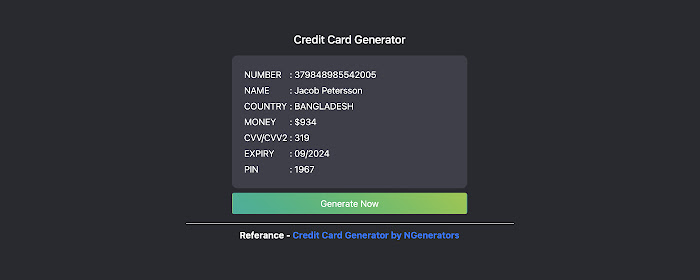 Virtual Credit Card Generator - NGenerators marquee promo image