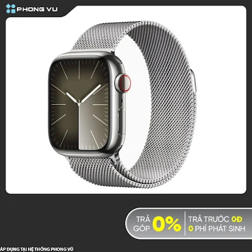 Đồng hồ Apple Watch Series 9 4G 41mm Silver (Vỏ Thép Dây Thép) (MRJ43SA/A)