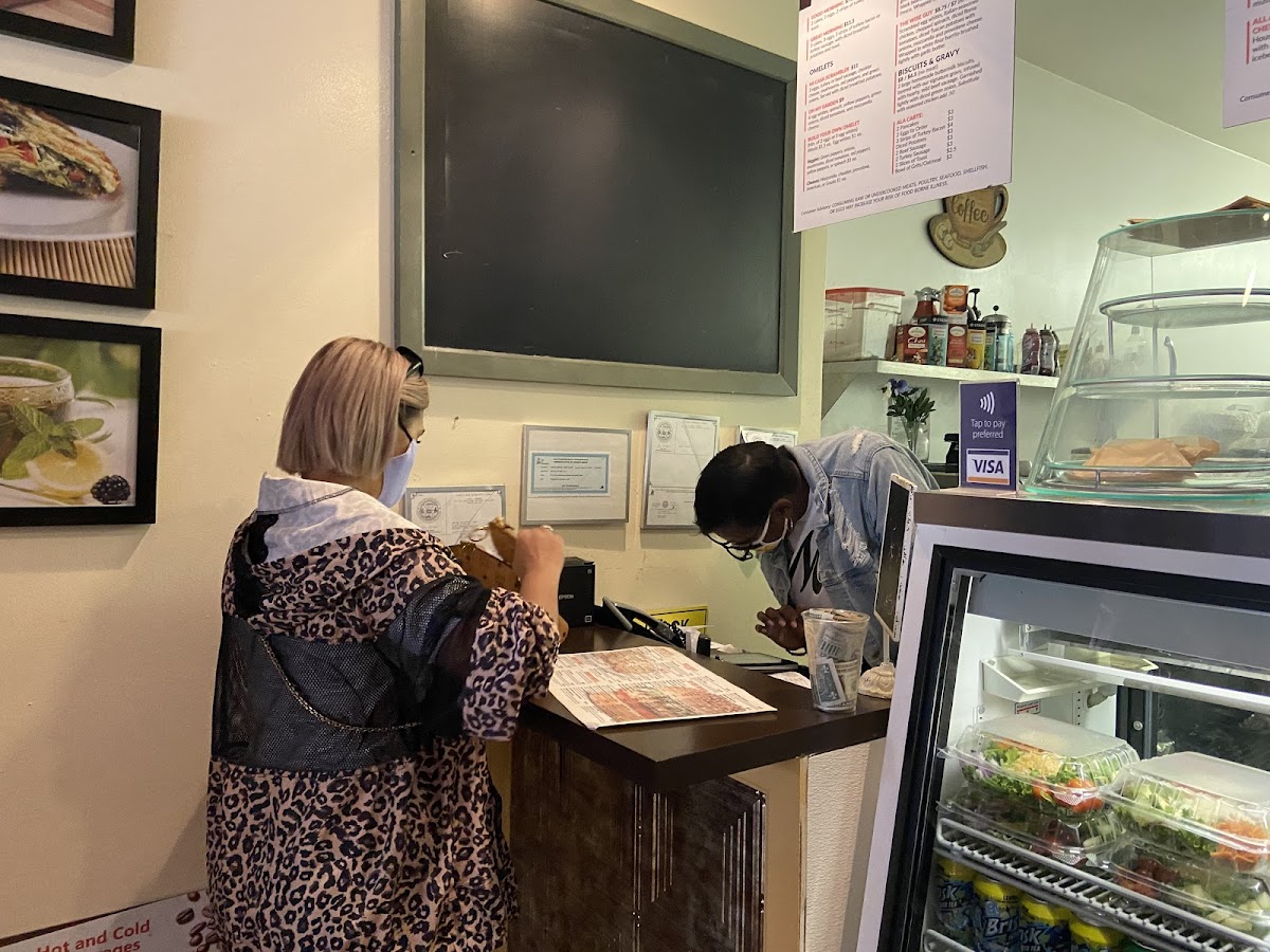 A customer completing a transaction