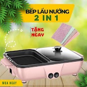 Bếp Lẩu Nướng 2 Ngăn Hàn Quốc, Nồi Lẩu Nướng Mini Siêu Chống Dính Đa Năng Linhchi13Store