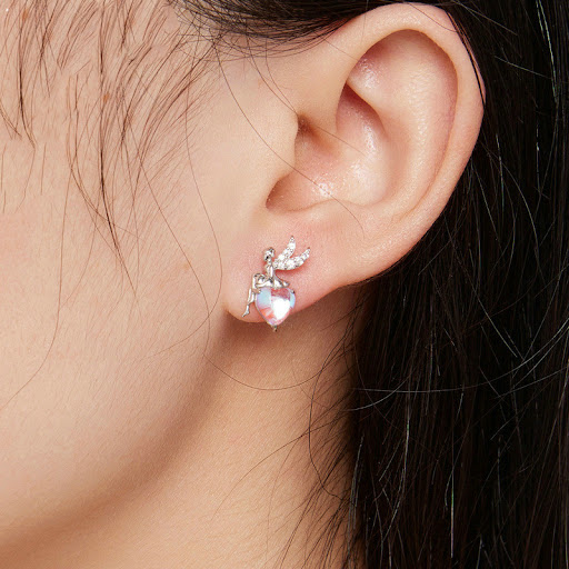 Title 2, Sterling Silver Elf Love Heart Stud Earrings Or...