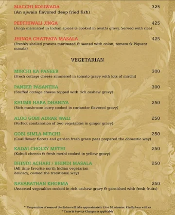 Royal Palate menu 