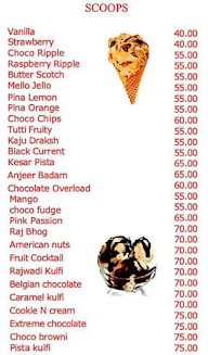 Ice Cream World menu 1