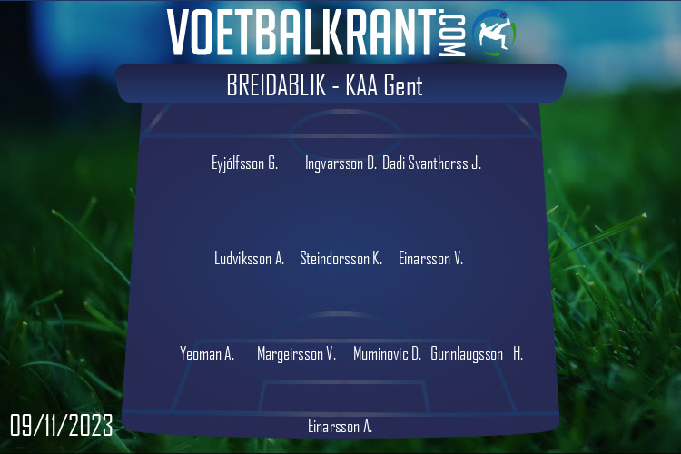 Opstelling Breidablik | Breidablik - KAA Gent (09/11/2023)