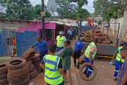 Durban police confiscated stored tyres throughout the city on Sunday. 