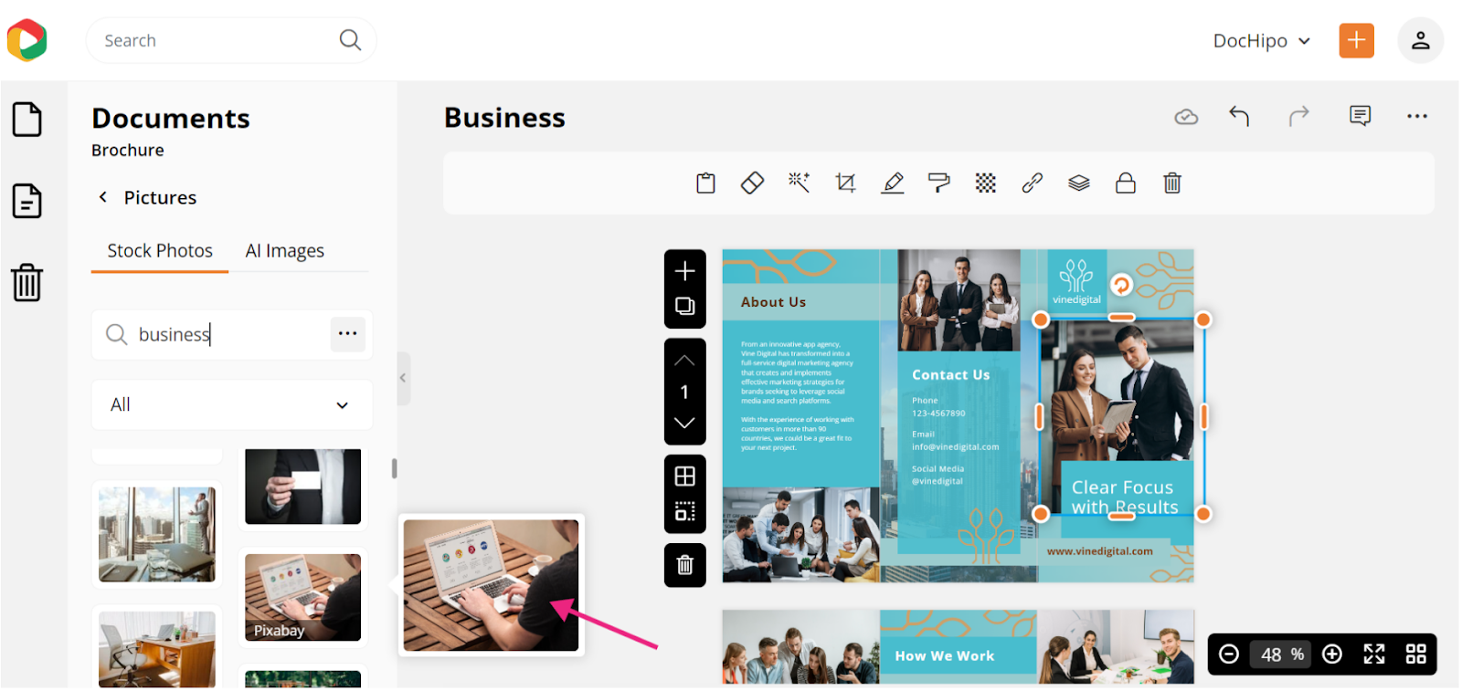select image to design business brochures from stock photos