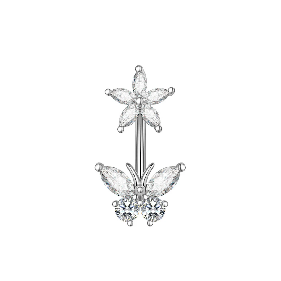 Nouveau bijou de piercing nombril en zircon avec goutte d'huile, design unique, éclat exceptionnel, pour une élégance raffinée et moderne.