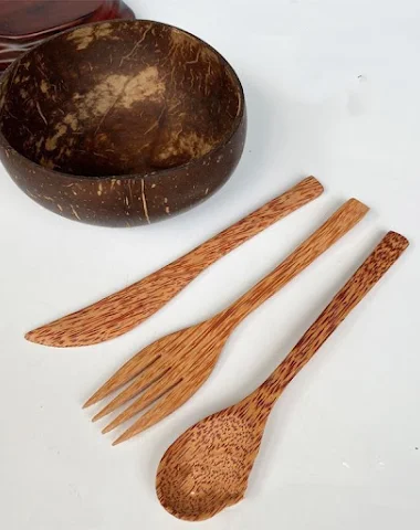 Płaska talerz kokosowych miski - 0