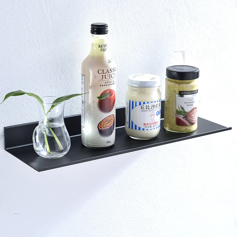 Espejo estante rectangular negro para baño, aluminio mate, rack frontal, almacenamiento. Maximiza el espacio con diseño elegante.
