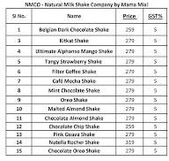 Mama Mia! Nmco Natural Milkshake Company menu 1