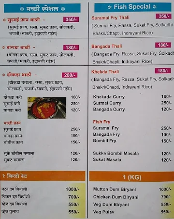 Hotel Malhar menu 