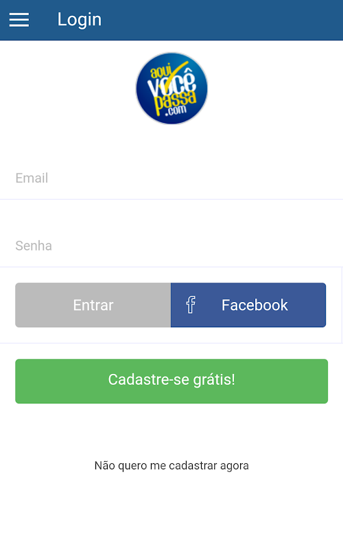 Android application Aqui Voce Passa screenshort