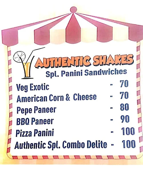 Authentic Shakes menu 