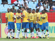 Themba Zwane of Mamelodi Sundowns celebrates goal during the Absa Premiership 2019/20 football match between Sundowns and Chippa at Loftus Stadium, Pretoria on 15 February 2020.