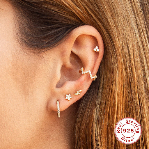 Title 4, Geometric Shape Stacked Earring Set Modern desi...