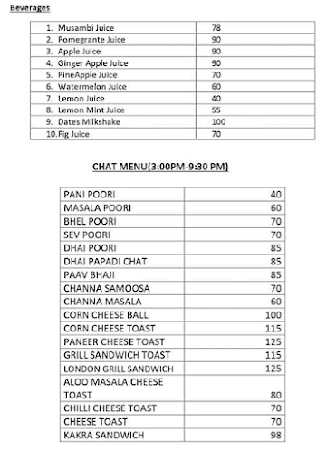 Sri Bhagavathi Vilas Sweet & Chips menu 