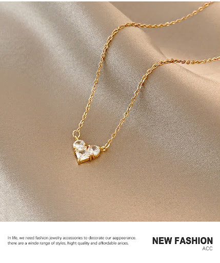 Title 3, Simple Fashion Loving Heart Zircon Titanium Ste...