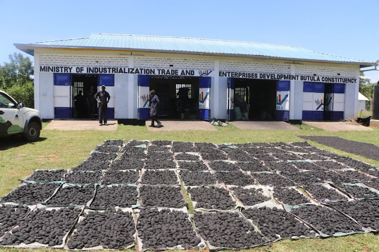 Bamboo briquettes being dried under the sun in Butula on October 24, 2022. They are used as a source of fuel and six of them can burn for at least three hours.