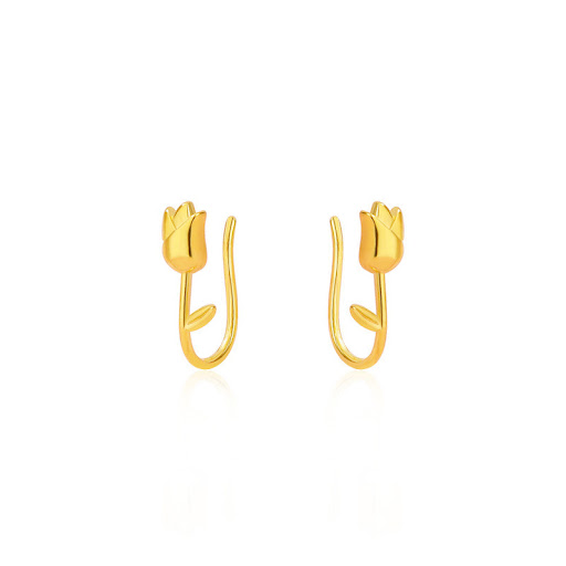 Title 6, S925 Silver Harbor Style Retro Tulip Ear Hook e...
