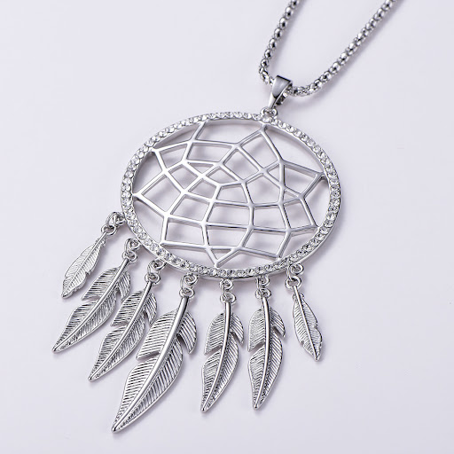 Title 9, Ethnic style round dream catcher hollow necklace