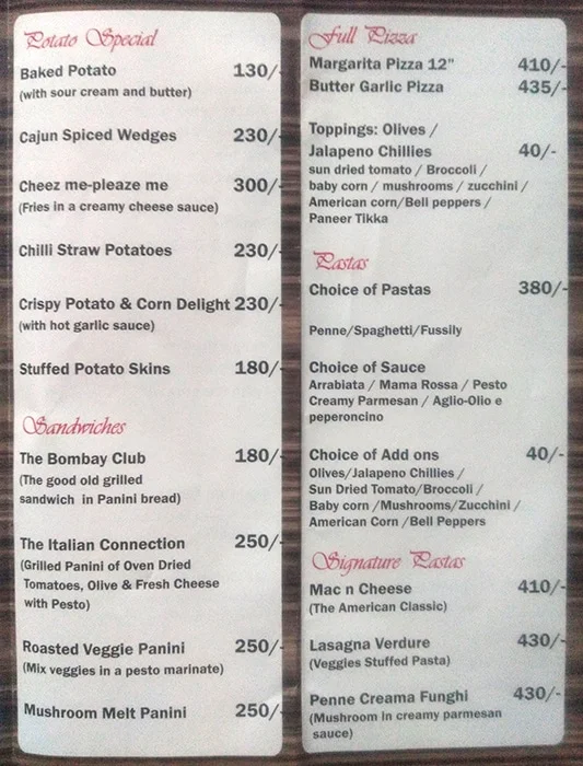 Under The Banyan Tree menu 