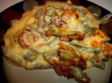 Mighty Cheesy Green Beans & Bacon Casserole