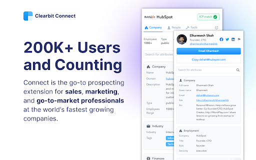 Clearbit Connect: Free, Verified B2B Emails
