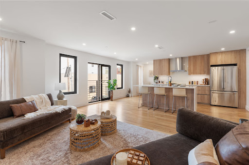 Modern open-plan living room and kitchen - Apartment / penthouse rental in Boston, 2 bedrooms