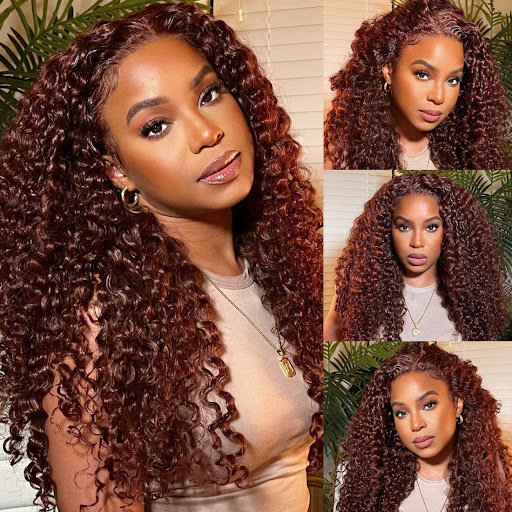 Title 2, African Long Curly Hair Front Lace Brown Wig fo...