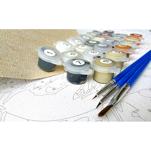 Title 2, Dog and Fish Acrylic Paint by Number Kit for Ad...