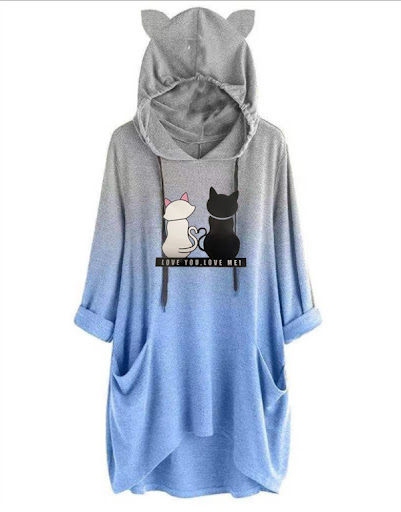 Title 3, Color-changing Double Cat Print Womens Hooded ...
