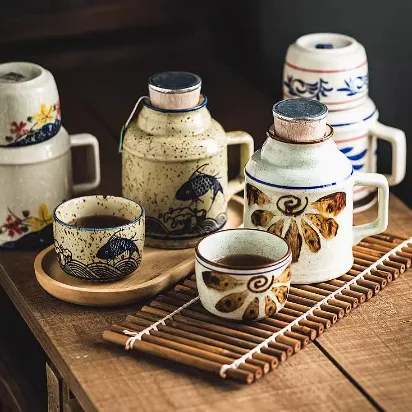 Title 1, Retro Tarzı Japon One Pot One Cup Likör Seti, Ç...