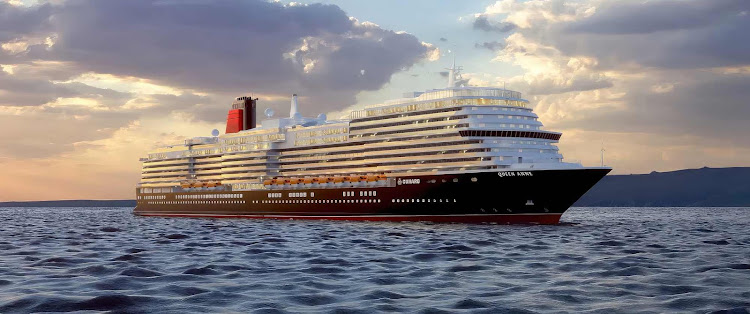A digital rendering of the 3,000-passenger Queen Anne, the fourth ship in the Cunard Line family, which debuts in May 2024.

