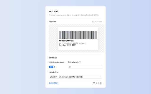 VexLabel · FNSKU Best By screenshot 1