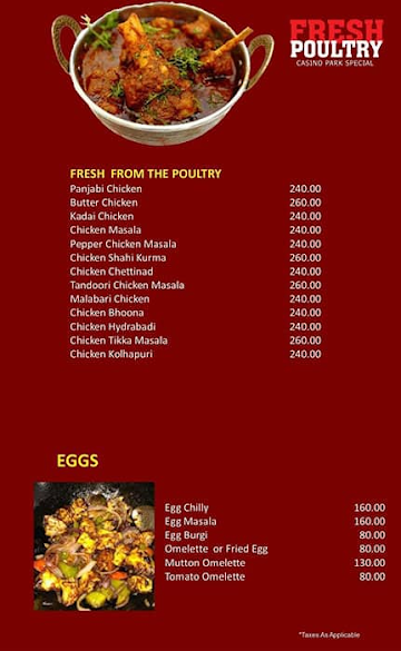 Casino Park Restaurant menu 