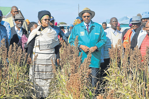 DROUGHT DELAYS: MEC Mlibo Qoboshiyane, right, on one of his agricultural visits in the Eastern Cape