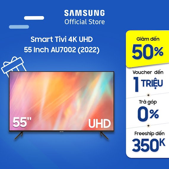 [Mã Elbau4 Giảm 4% Đơn 500K] Smart Tivi Samsung 4K Uhd 55 Inch Ua55Au7002Kxxv - Miễn Phí Lắp Đặt