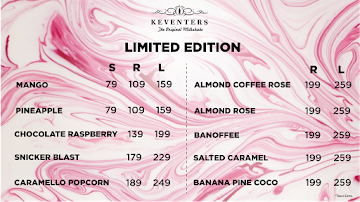 Keventers - Milkshakes & Desserts menu 