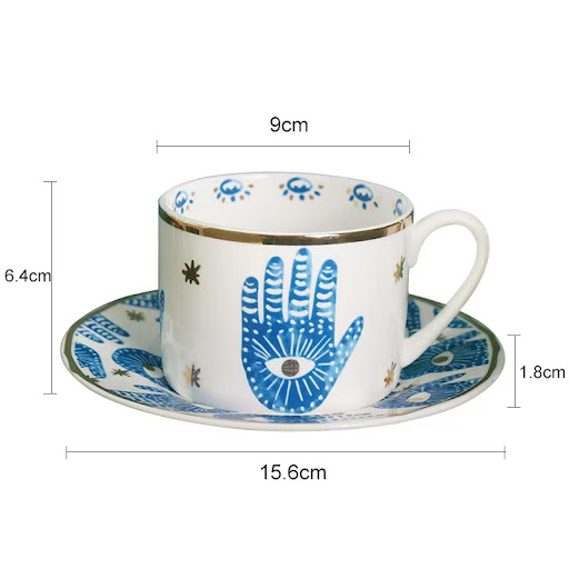 Title 4, Eye Hand Print Ceramic Mug Decals Gold Decorati...