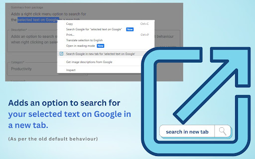 Right Click Search Google in New Tab