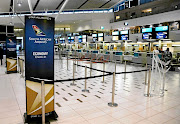 Deserted counters at Cape Town International Airport. 