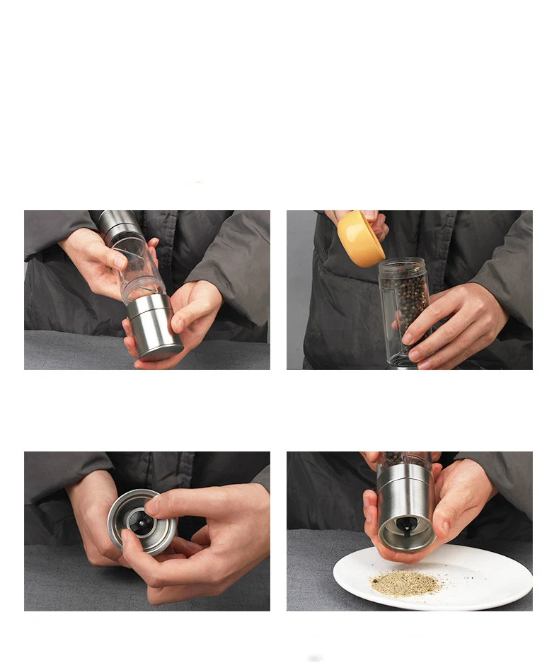 Moulin à poivre noir manuel pour cuisine domestique, bouteille à épices en verre, idéal pour assaisonner vos plats facilement.