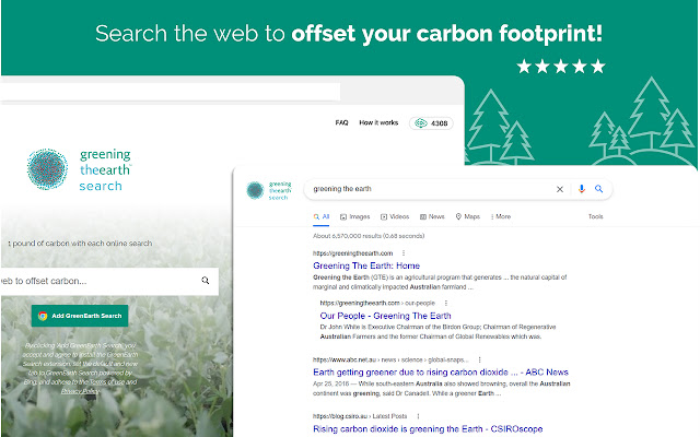 Greening The Earth Search chrome extension