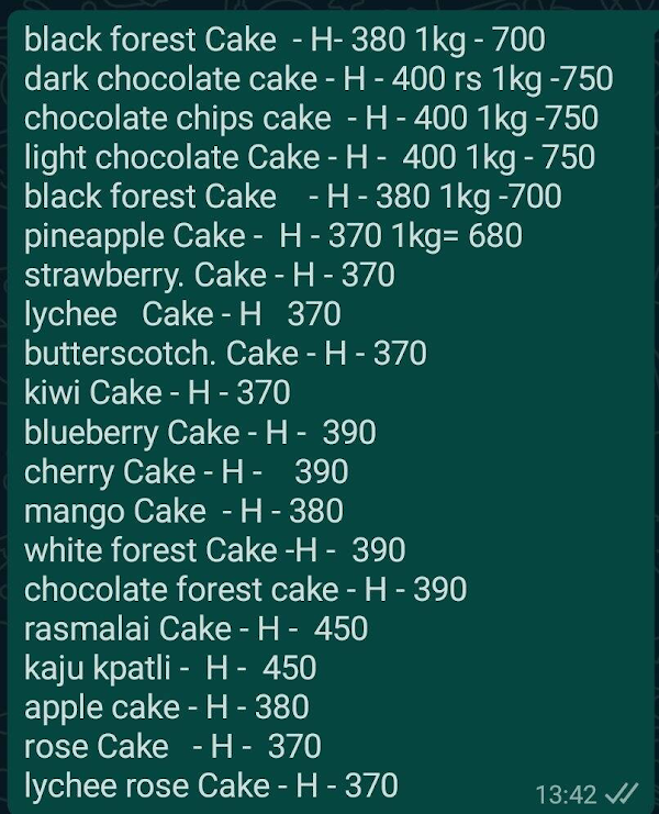 Harshyog Cake Shop menu 