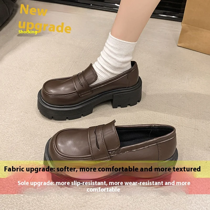 Autumn New Slip-on Round Head Thick Bottom Heightened Single Layer Shoes. Step up your style with these comfortable, ele
