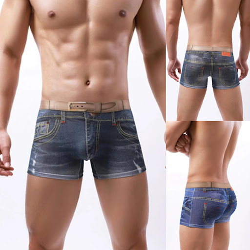 Title 2, Mens Underwear Cotton 3D Imitation Denim Print...