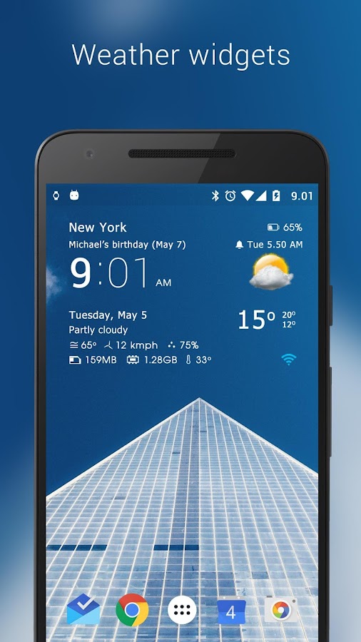 Прозрачные часы и погода на андроид