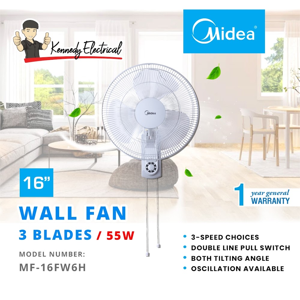 Midea 16 Wall Fan 3 Blades 55w Mf 16fw6 Kennedy Electrical Electronic Sdn Bhd