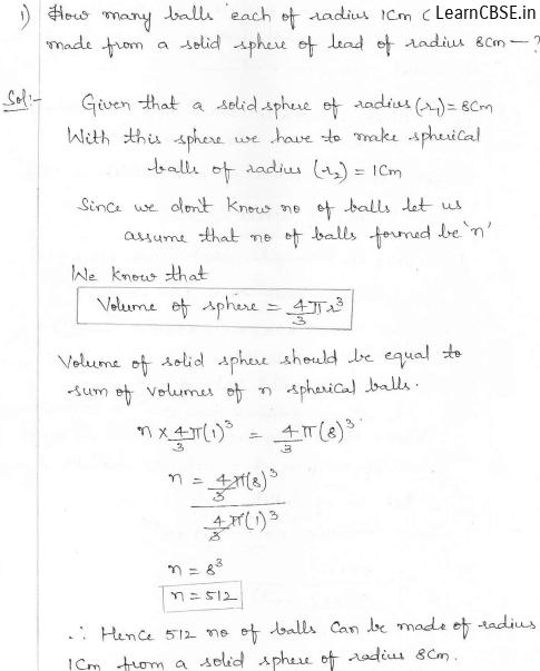 RD Sharma Class 10 Solutions Surface areas and Volumes Ex 16.1 Q1