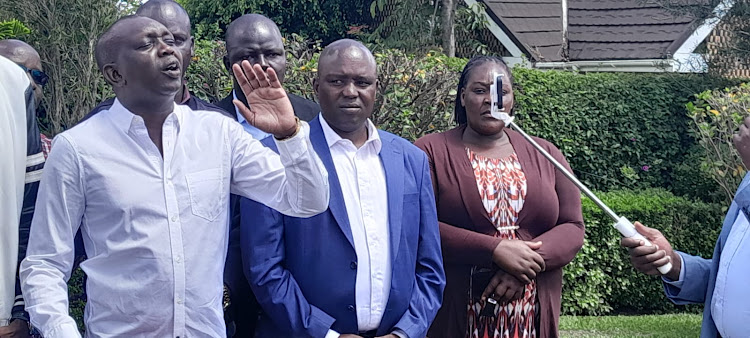 Kapseret MP Oscar Sudi speaking at his home in Eldoret on April 1, 2023